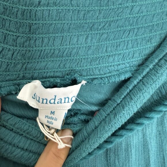 NWT Sundance "Spice Route" Embroidered Wide Leg Viscose Pants Sz M Teal $118 - Picture 11 of 15